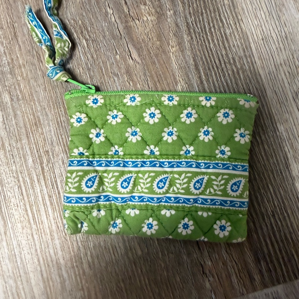 Vera Bradley Green Floral Quilted Pouch (EUC)